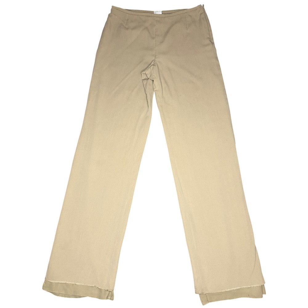 VTG Armani Women's Silk Viscose Wide Leg Layered Raw Hem Pants Italy Size 10